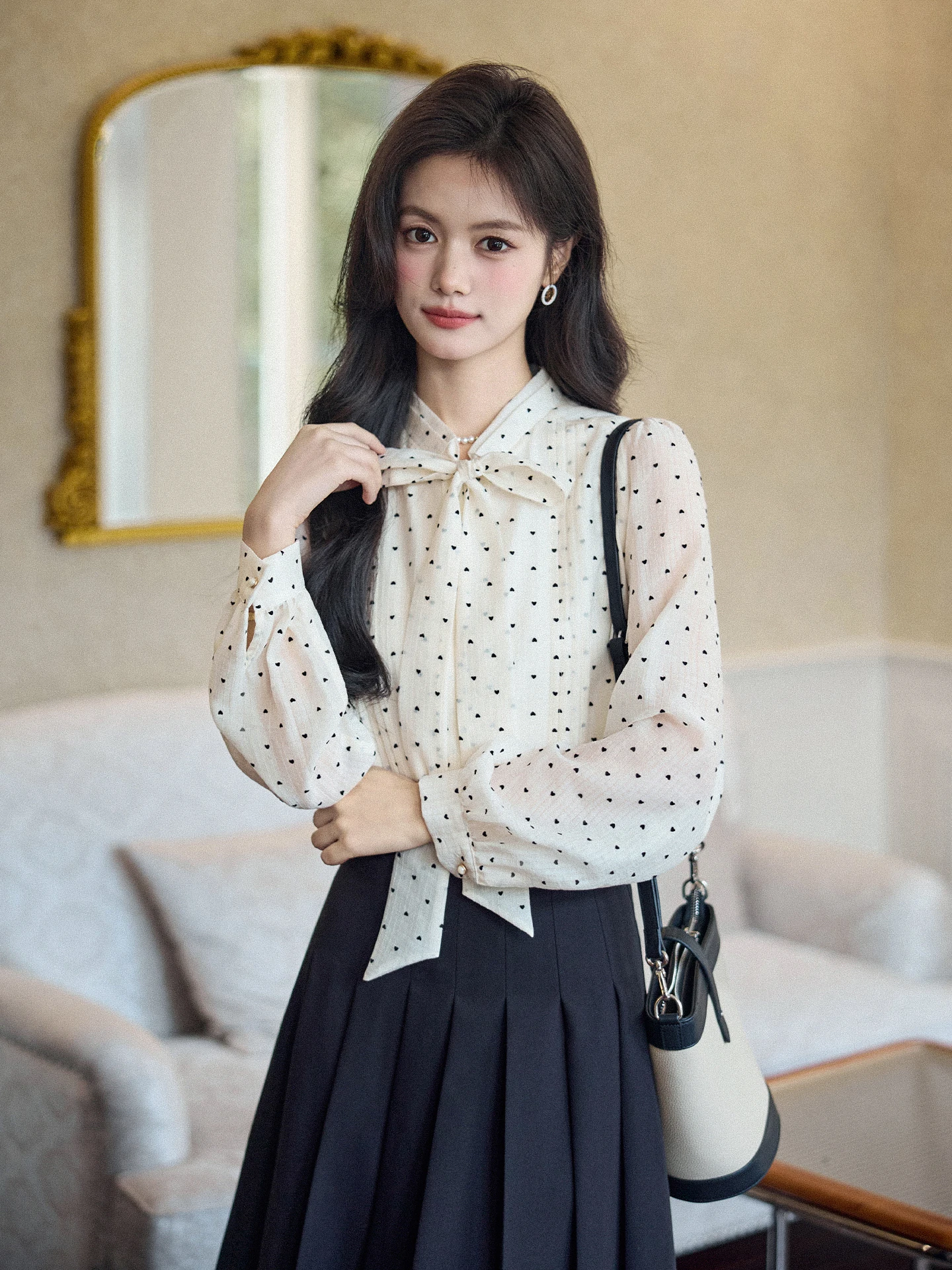 

Commute Friendly Long Sve irt with Belt Design Versatile Busin Women's Premium Feel Lenzing Rayon Blend Office Wear