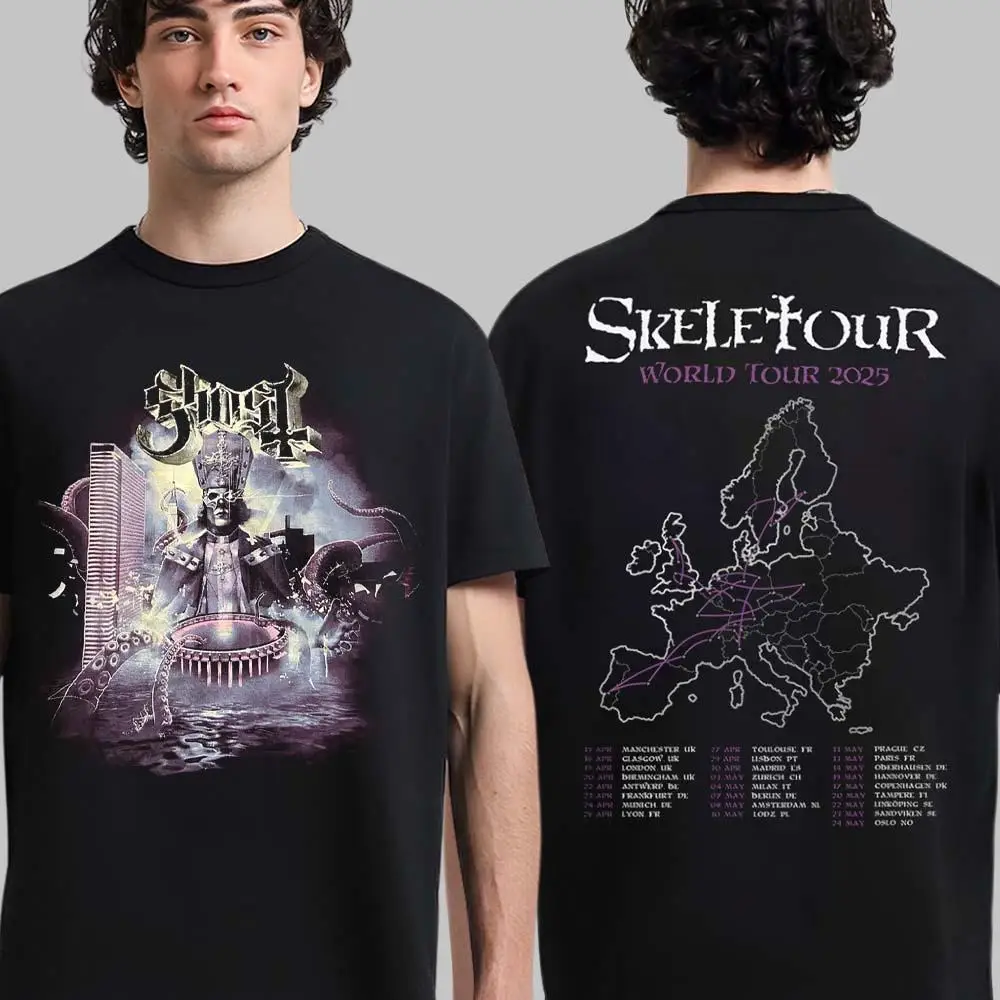 Ghost Band Heavy Metal Rock Style Print T-shirt Oversized Street Hip-hop Men's Tee Trendy Vintage Graphic T-shirts Fan Gifts