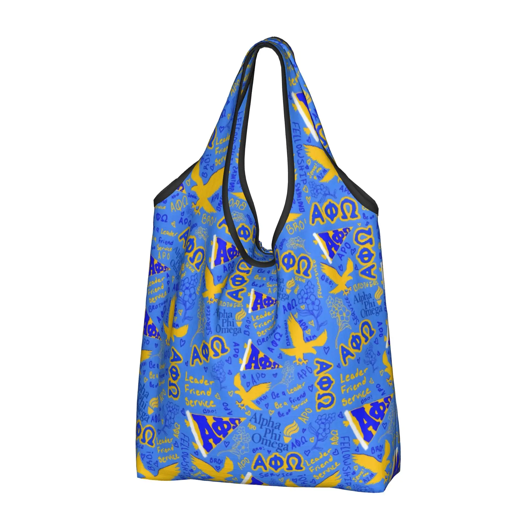 Coeducational Fraternity APO Grocery Shopping Tote Bag Women Kawaii Alpha Phi Omega  Shoulder Shopper Bag Large Capacity Handbag