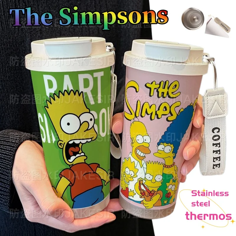 

The Simpsons Thermos Cute Fashionable Cartoon Personalized Creative 316 Stainless Steel Large Capacity Straw Water Cup Gift