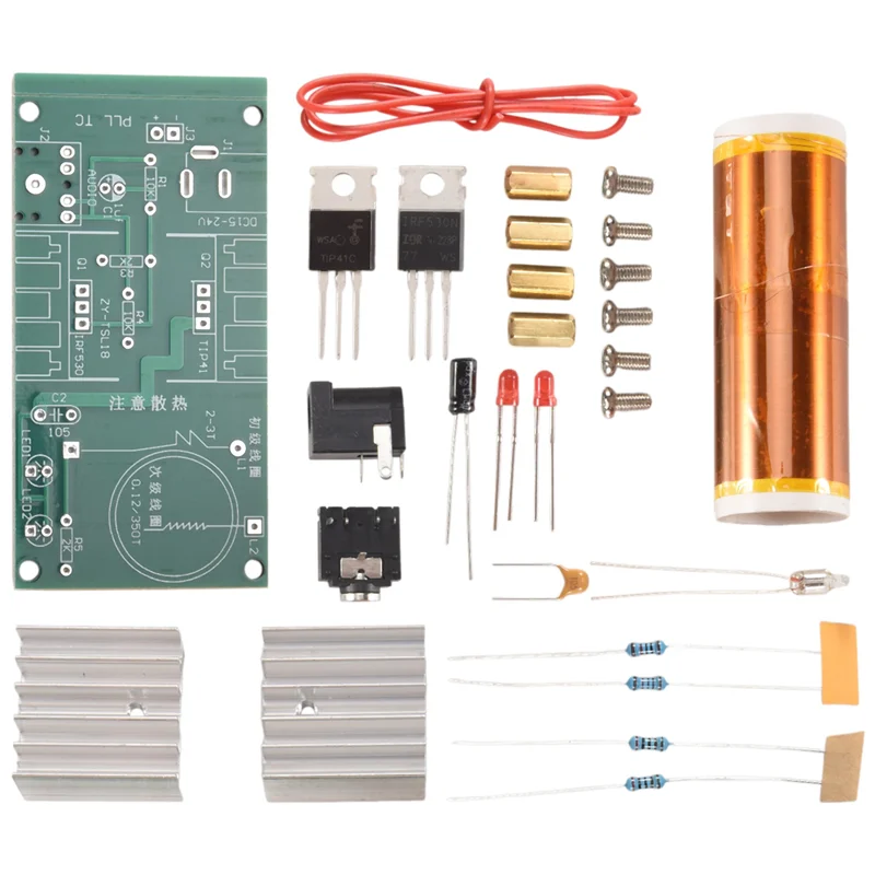 1Set Mini Per Kit Bobina Tesla 15W Mini Musica Bobina di Tesla Altoparlante Al Plasma Tesla Trasmissione Senza Fili DC 15-24V Kit FAI DA TE