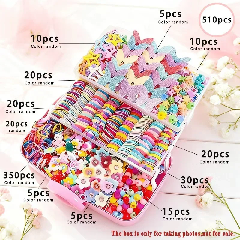 850-teiliges Set aus Grosgrain-Bändern für Kinder-Haaraccessoires, nahtloses Design, hohe Elastizität, Haargummis für Mädchen, bunte Haarbänder. – Detail 4