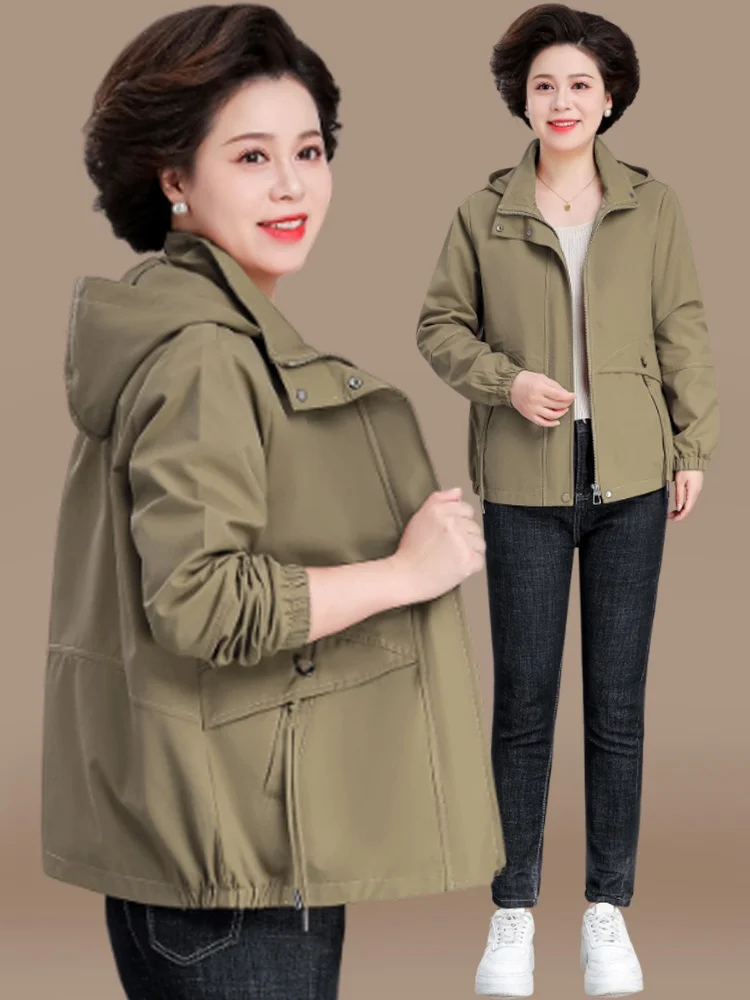 

Casual Sle Women's Jaet Autumn Faion Loose Fit Polyester Blend Coat for Middle-Aged And ly Ladies with kets