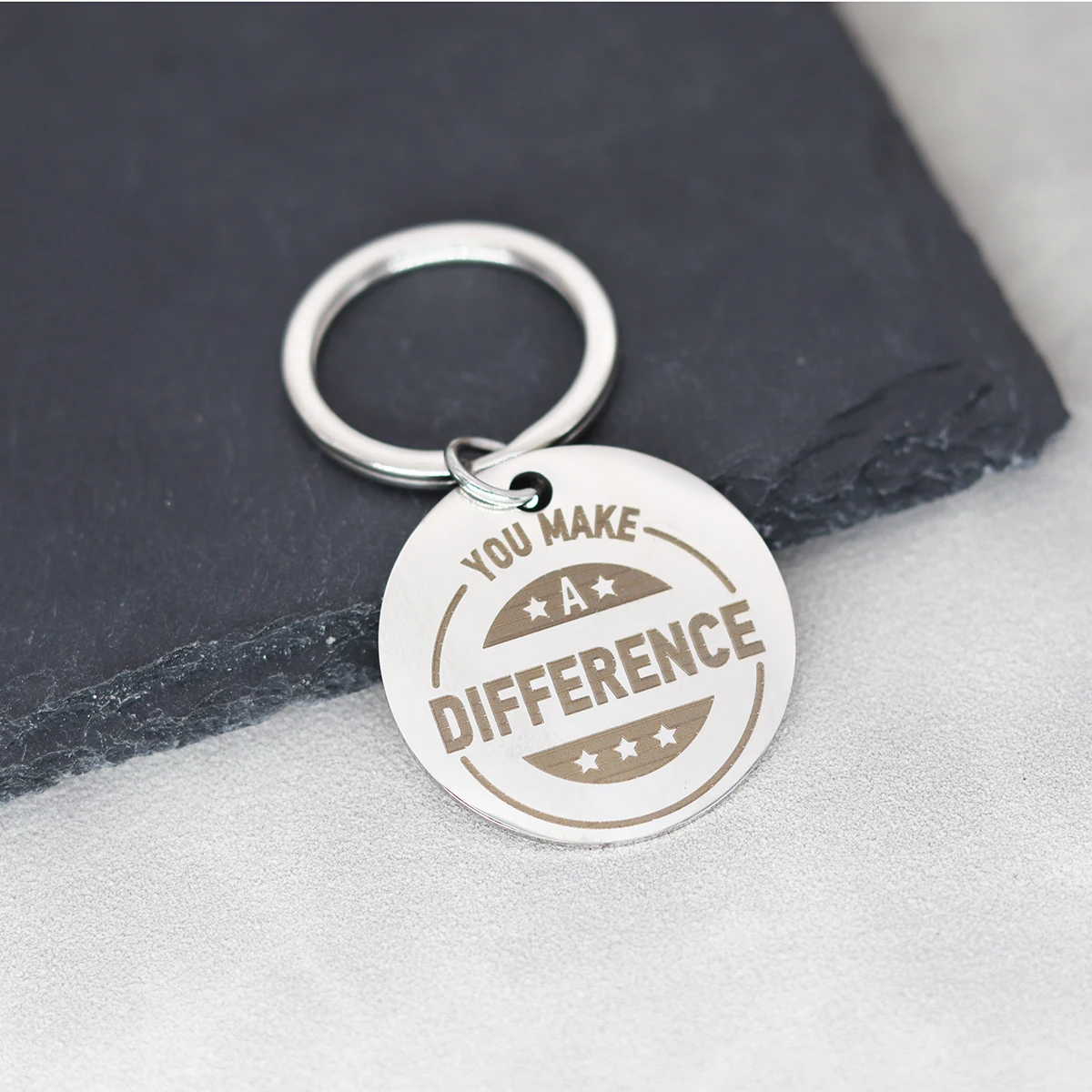 You Make A Difference Keychain Stainless Steel Pendant Keyring Laser Engraved Key Chains Inspirational Gift