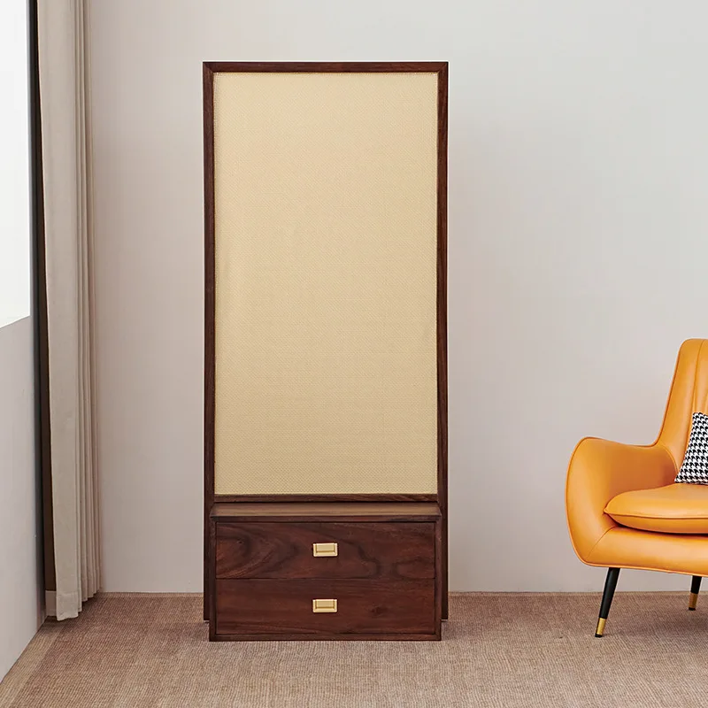 LMM Chinese walnut solid wood screen partition door block living room hotel tea room
