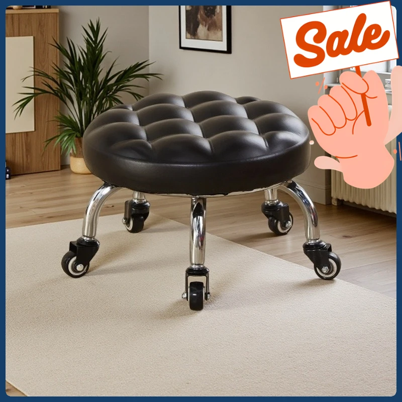 Household Wheeled Floor-Cleaning Chairs, Wheeled Seam Sealing Stools, Low Stools, Rotating Nail and Pedicure Round Stools 스툴