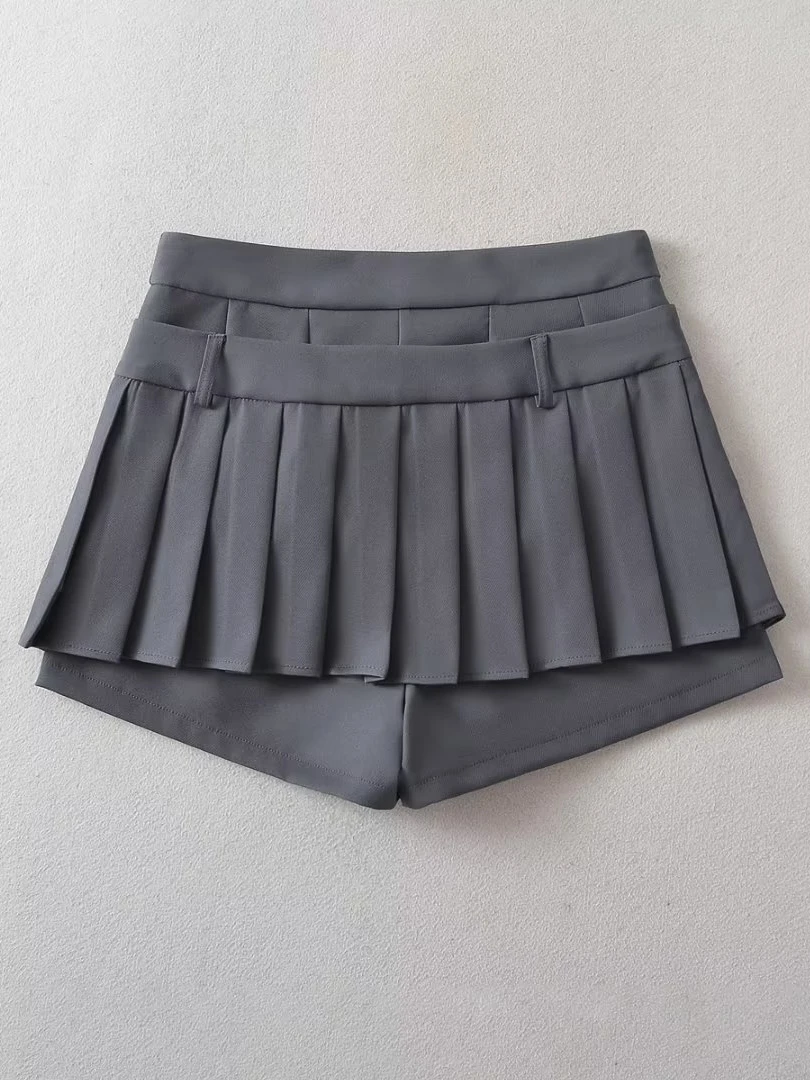 Sexy White  Skirt with Belt High Waist Pleated Pure Color Summer 2023 Women's Fashion Short Skirt for Trendy Girls