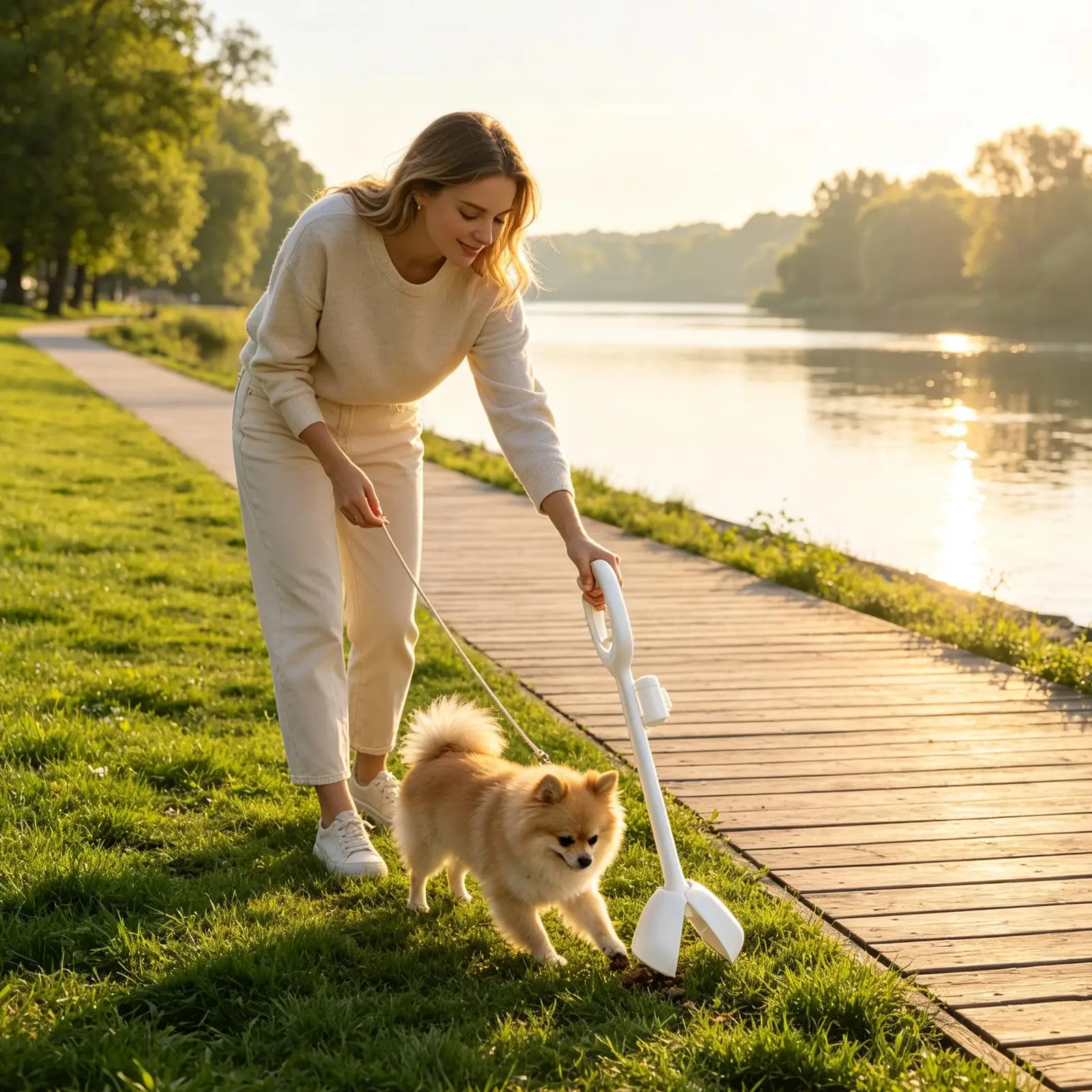 Poop Scoop Non-Slip Long Handle Portable With Waste Bag Storage Dog Scooper Pooper Waste Upper For Small Medium Large Pet