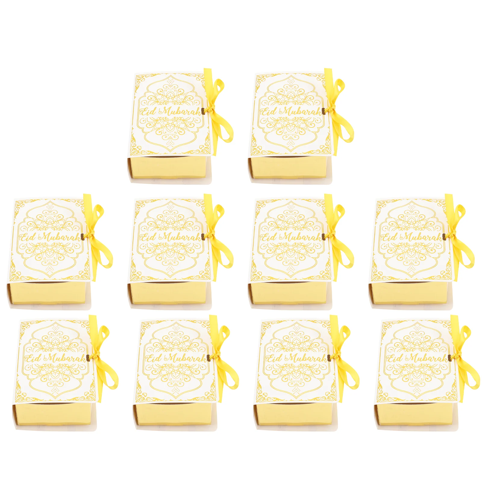 

10pcs C Gifts Eid Mubarak Decorations Paper Cookie Packing Boxes Gift Wrapping Dessert Storage Multifunctional