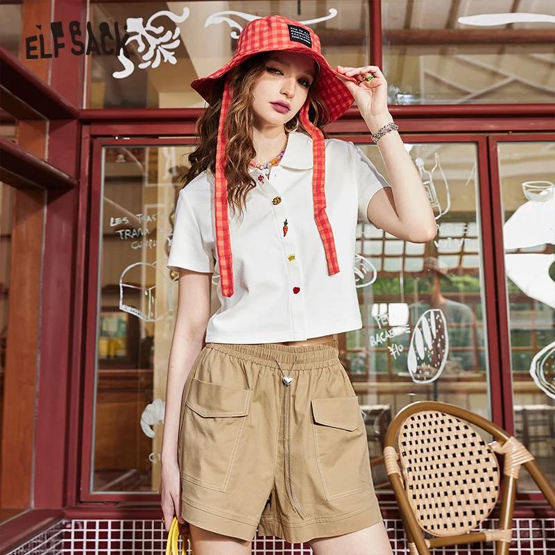 ELFSACK Dopamine casual shorts, street workwear, loose fitting summer new thin lightweight sports pants