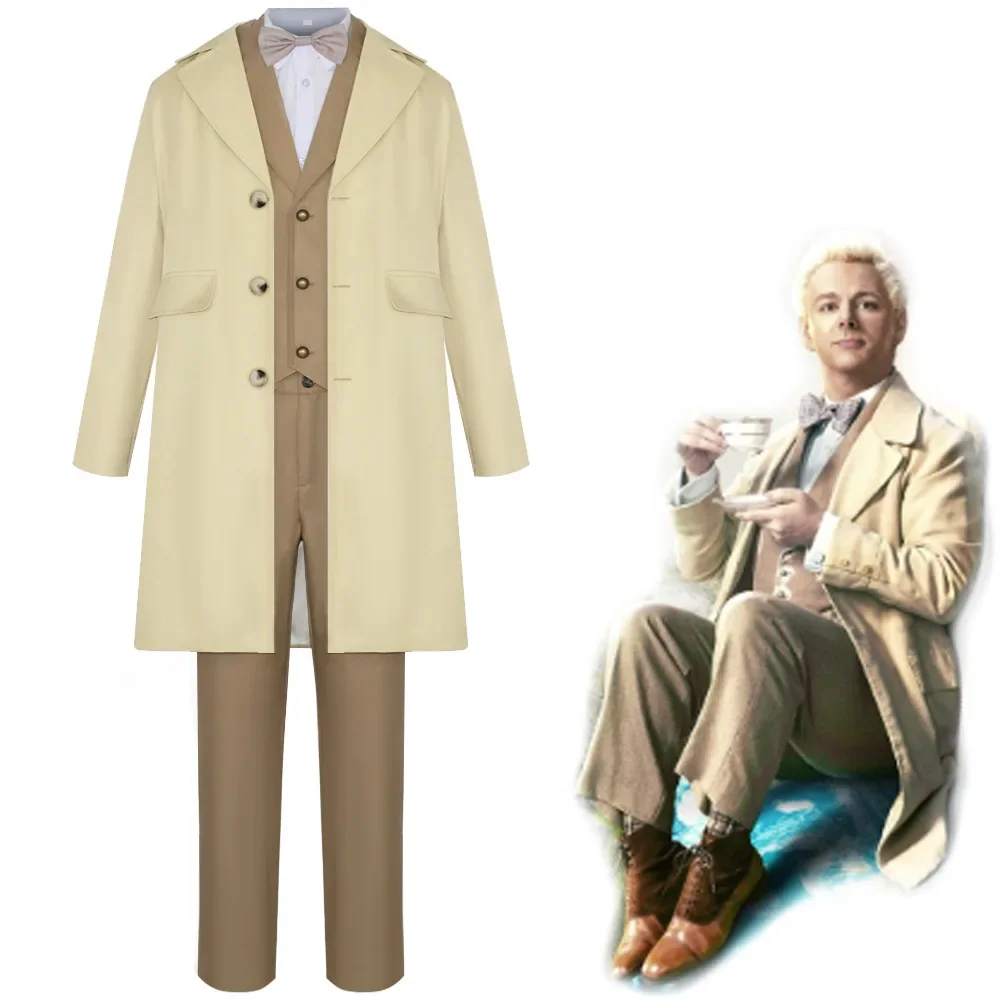 

TV Series Good Omens Aziraphale Cosplay Costume Adult Unisex Coat Uniform Suit Halloween Outfit Party