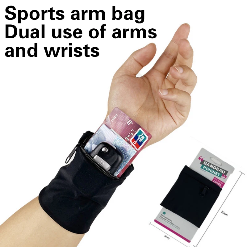 1PC Zipper Running Bags Lightweight Wrist Wallet Pouch For Phone Key Card Sweatband Gym Fitness Sports Cycling Wristband Arm Bag