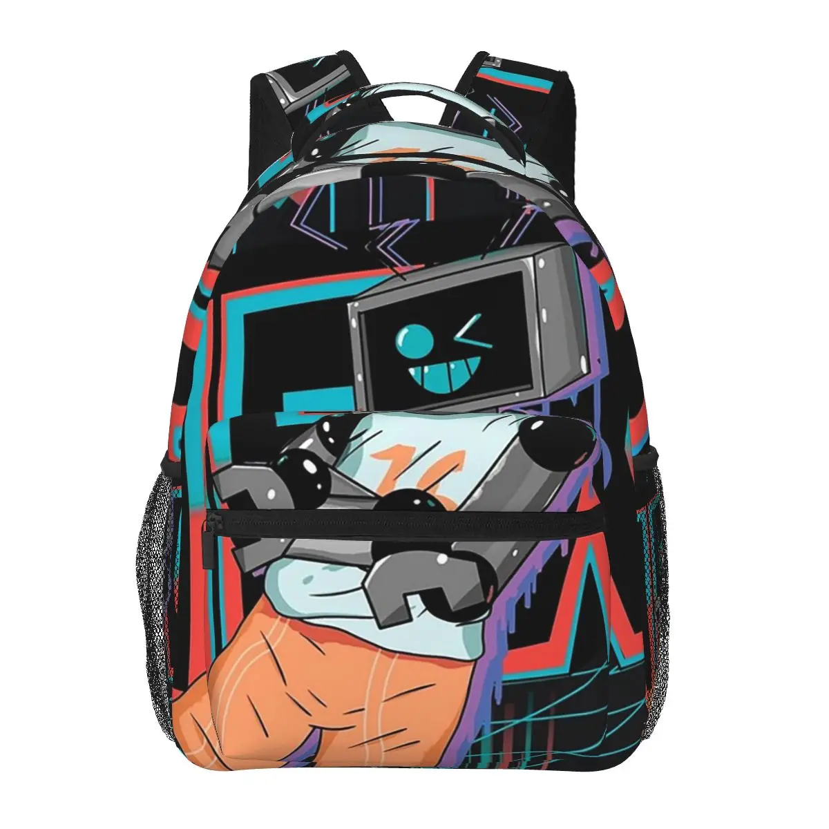 Fnf Hex Neon Artwork Backpacks Boys Girls Bookbag Students School Bags Cartoon Laptop Rucksack Shoulder Bag Large Capacity