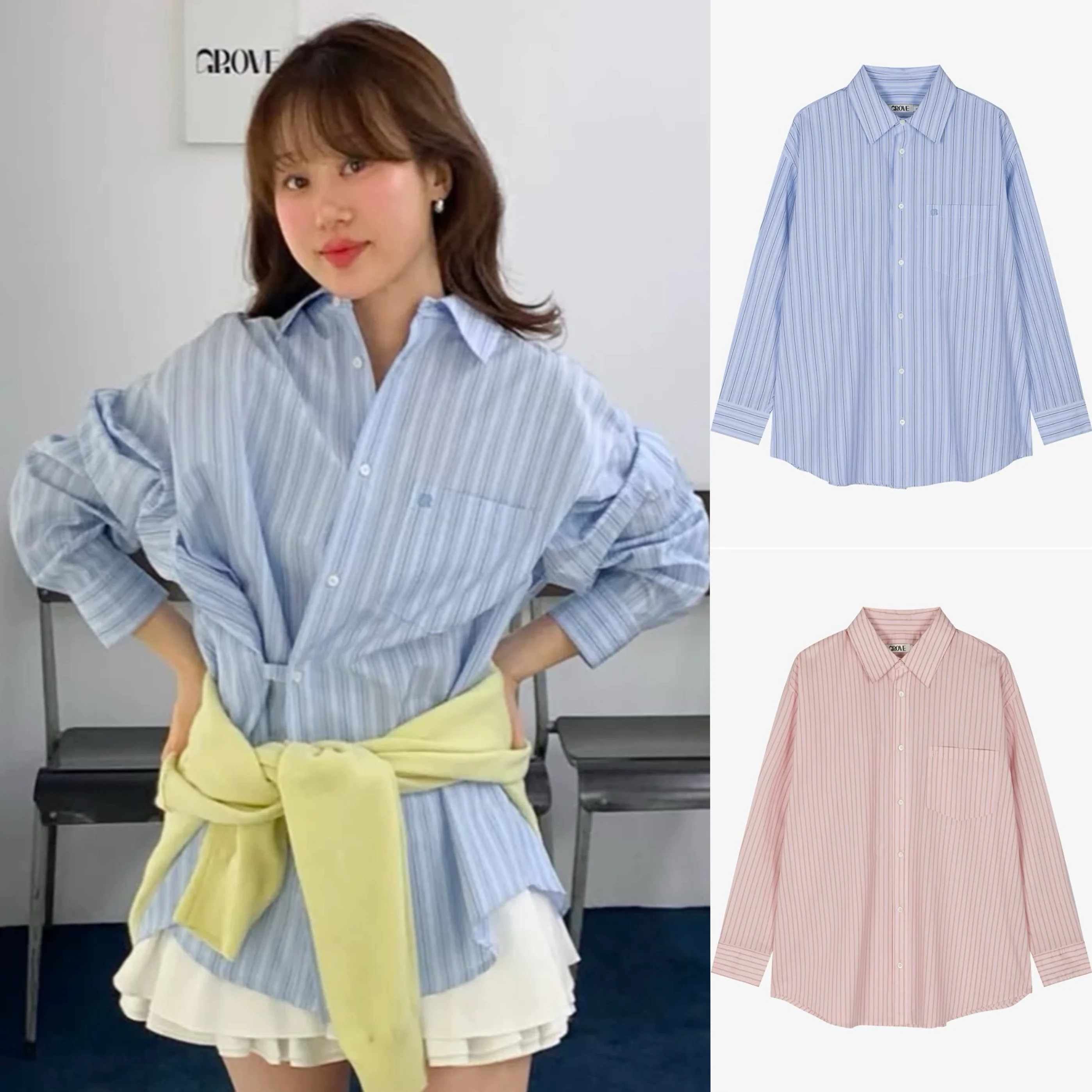 

Весна 2024, женские свободные длинные све irt в полоску, повседневный дизайн, повседневные свободные длинные свеки, женские полосатые irt Faionable