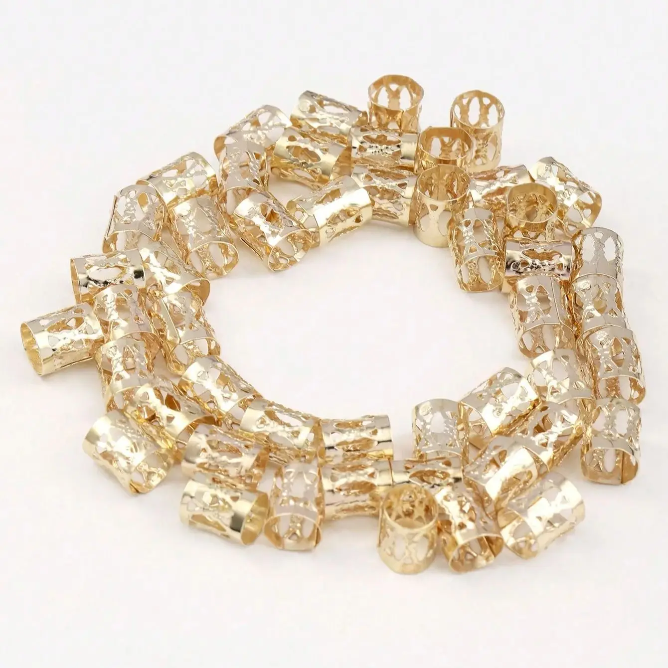 50 stks metalen holle Haar Ring Accessoires, Kralen Haar Vlecht Ringen Clips Dread Sloten Haar Vlechten Metalen Manchetten Decoratie