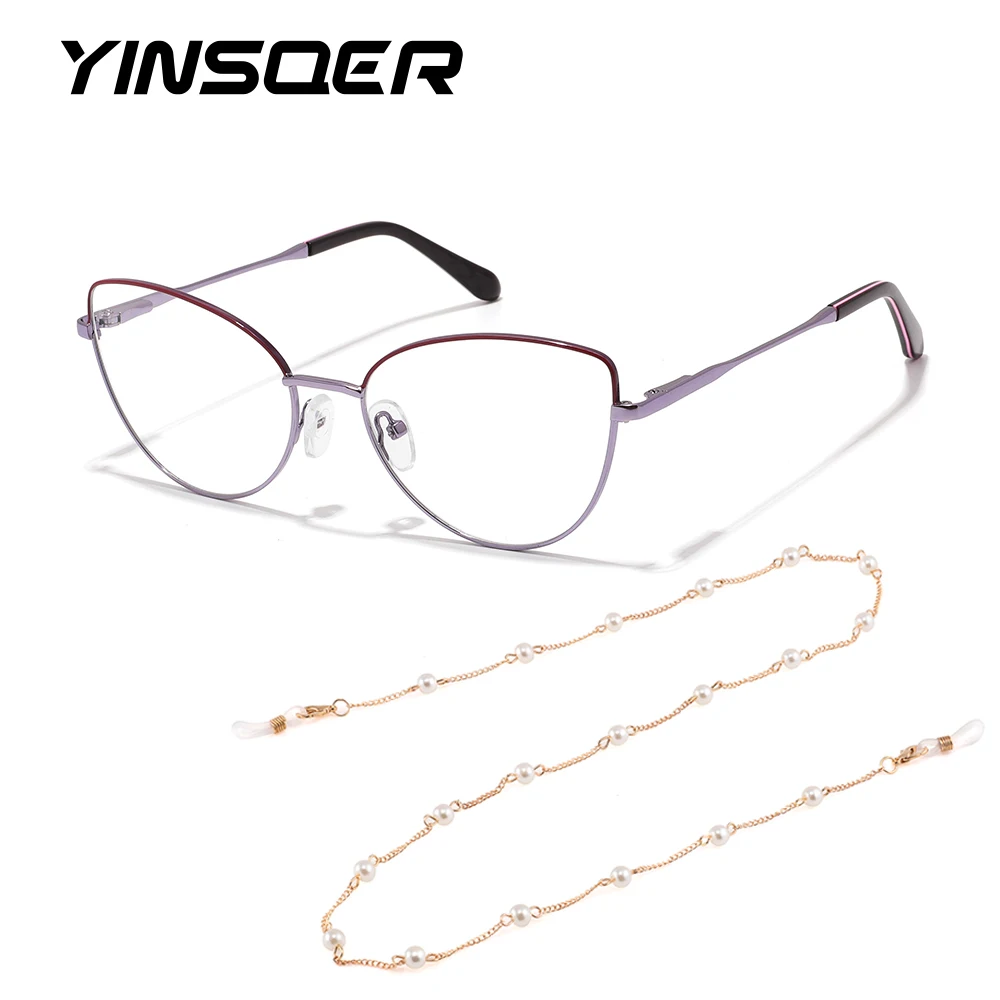 

Cat Eye for Women Anti Blue Light Reading Glasses Myopia Hyperopia Prescription Customized Frames with Fashion Eyeglasses Chain