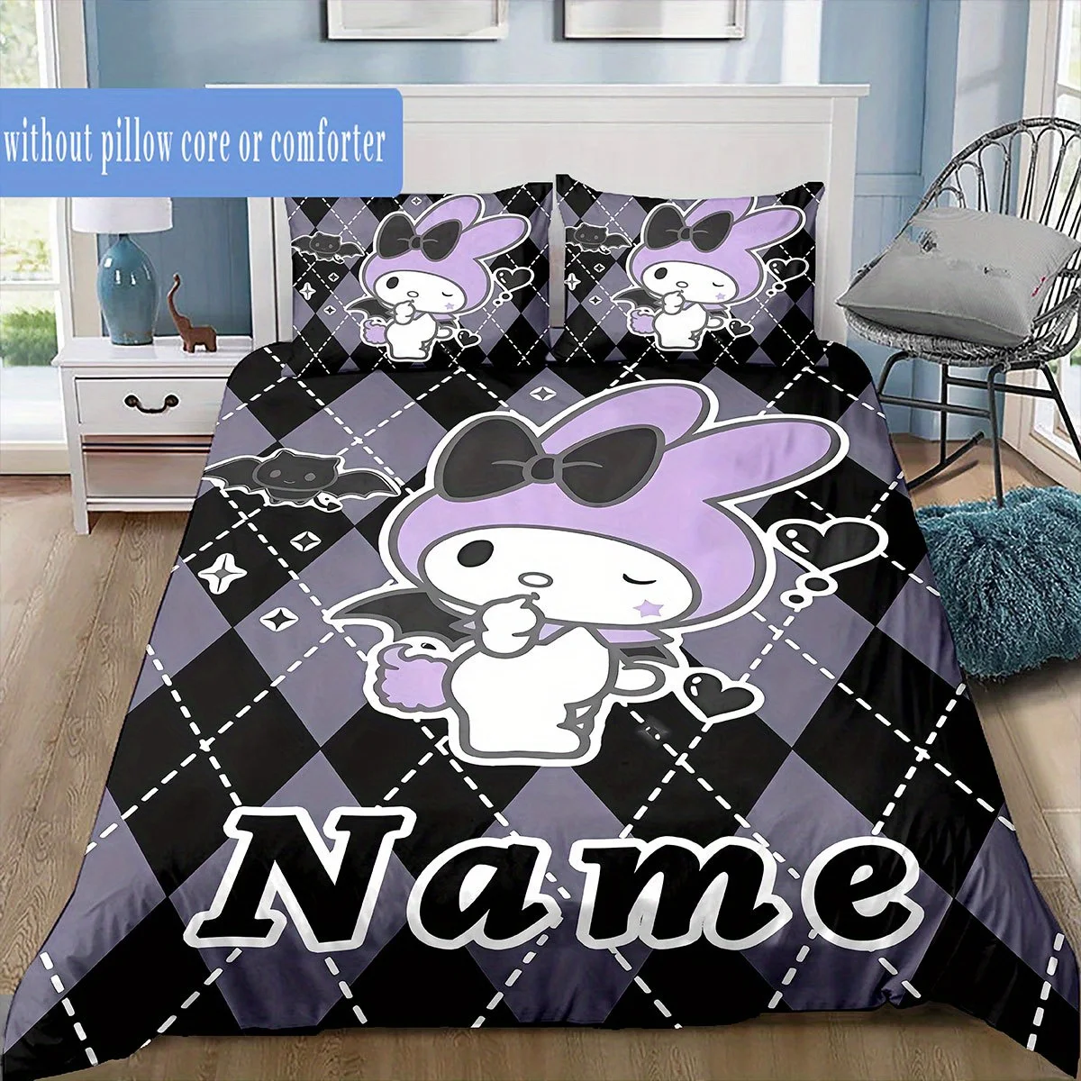 

Duvet Cover Set [Customization] NameDark Devil Melody Pattern Room Decoration (1*Duvet Cover+2*Pillowcase, Without Core)