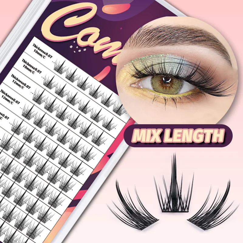 DIY Eyelash Extension 60pcs Mix Length Individual Cluster Lashes Manga Segmented False Eyelashes Faux Mink Volume Eyelashes