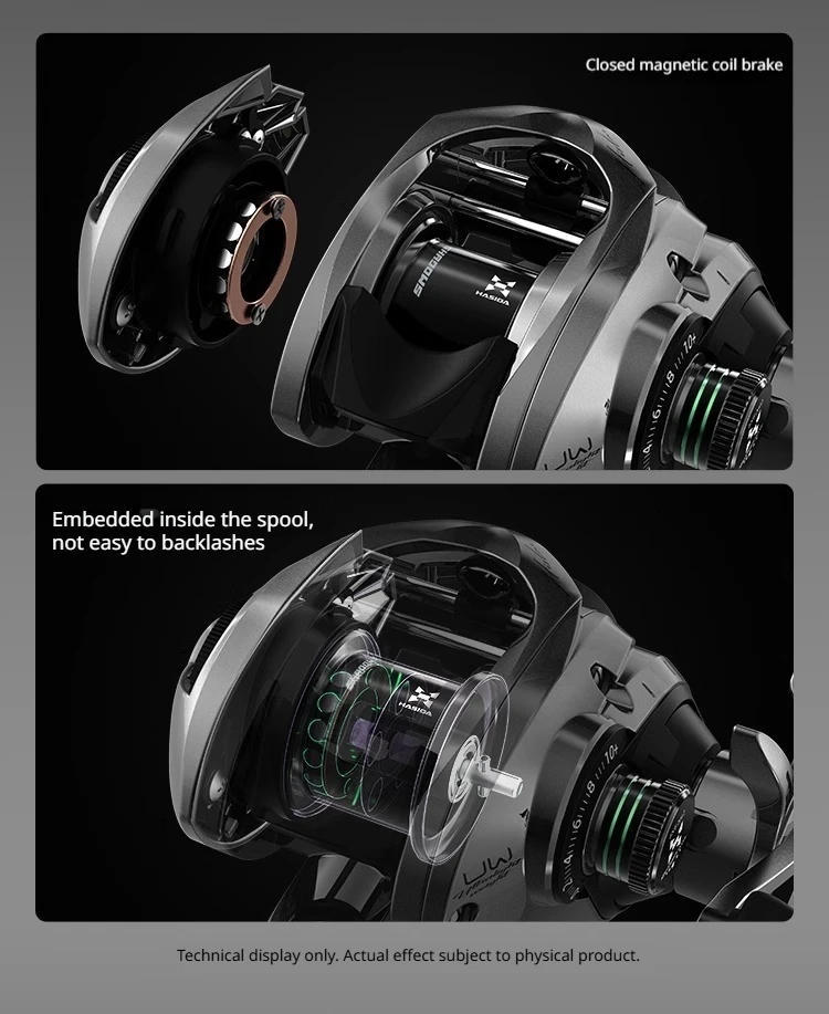 HASIDA Shadow Baitcasting-Rolle, ultraleicht, aus Kohlefaser, für Weitwurf, Mikroköder, Forellenangeln für Erwachsene Angler – Detail 12
