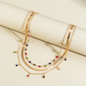 ingesight.z自由hohoマルチレイヤーカラークリスタルチェーンチェックネックレス 8 Best Sales Boho Jewellery -№4