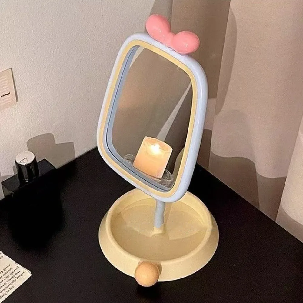 360 °   Miroir de maquillage à nœud rotatif, lumière de luxe, haute définition, boule ronde, support de bureau Simple, dessus de table