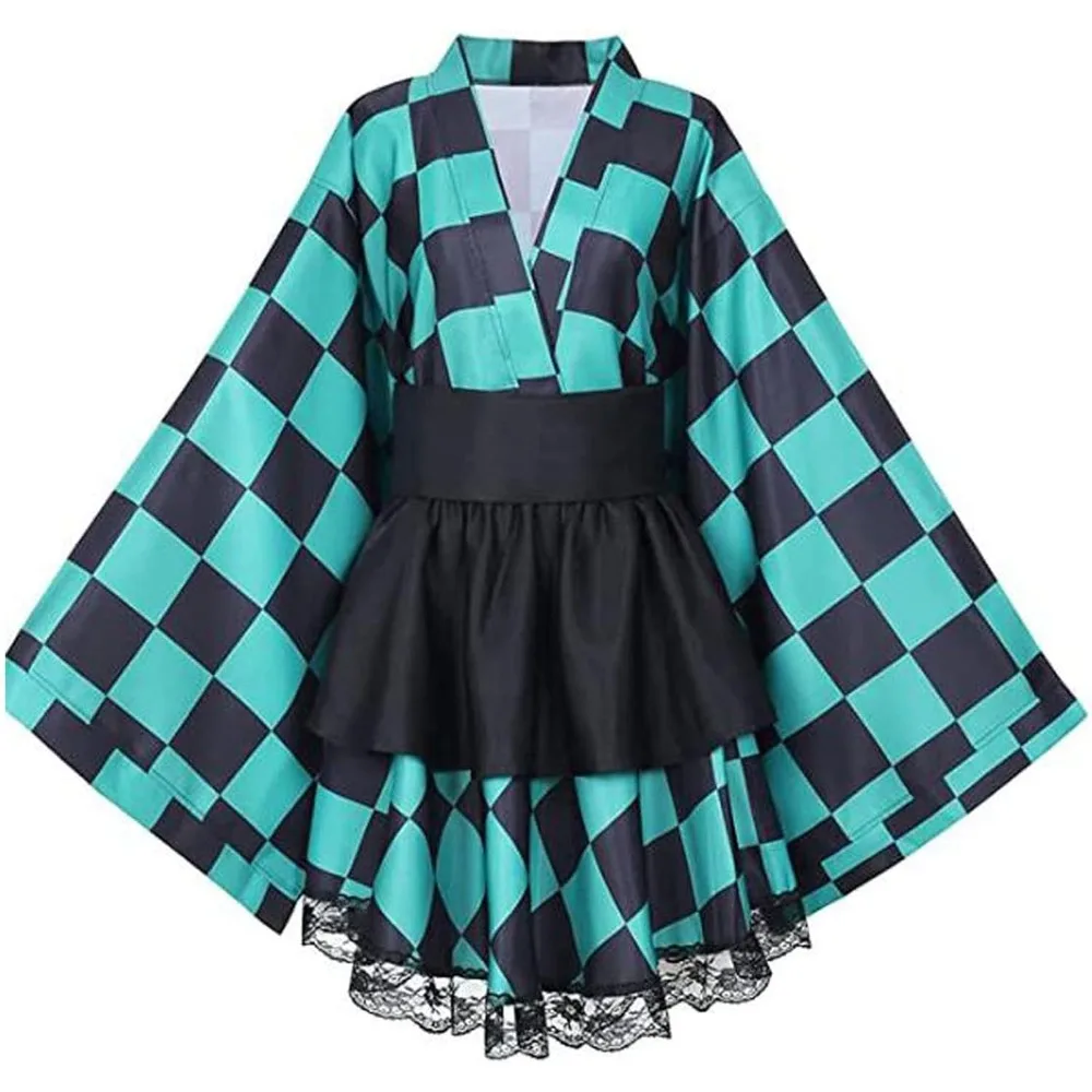 

Костюм японского аниме для косплея, убийца демонов Rengoku Kyoujurou Kochou Shinobu Lolita, кимоно, униформа горничной, платье, наряд для взрослых