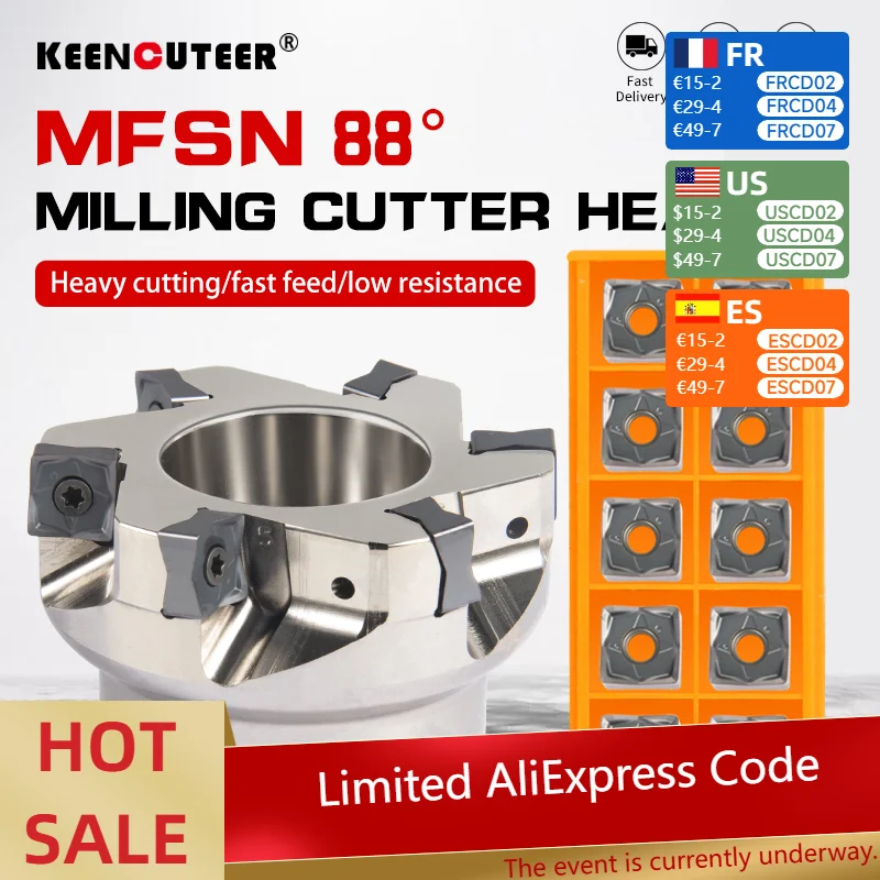 

HSB-MFSN88050R-4T-M/HSB-MFSN88080R-6T-M CNC machining tool for heavy cutting MFSN milling cutter and SNMU carbide milling insert