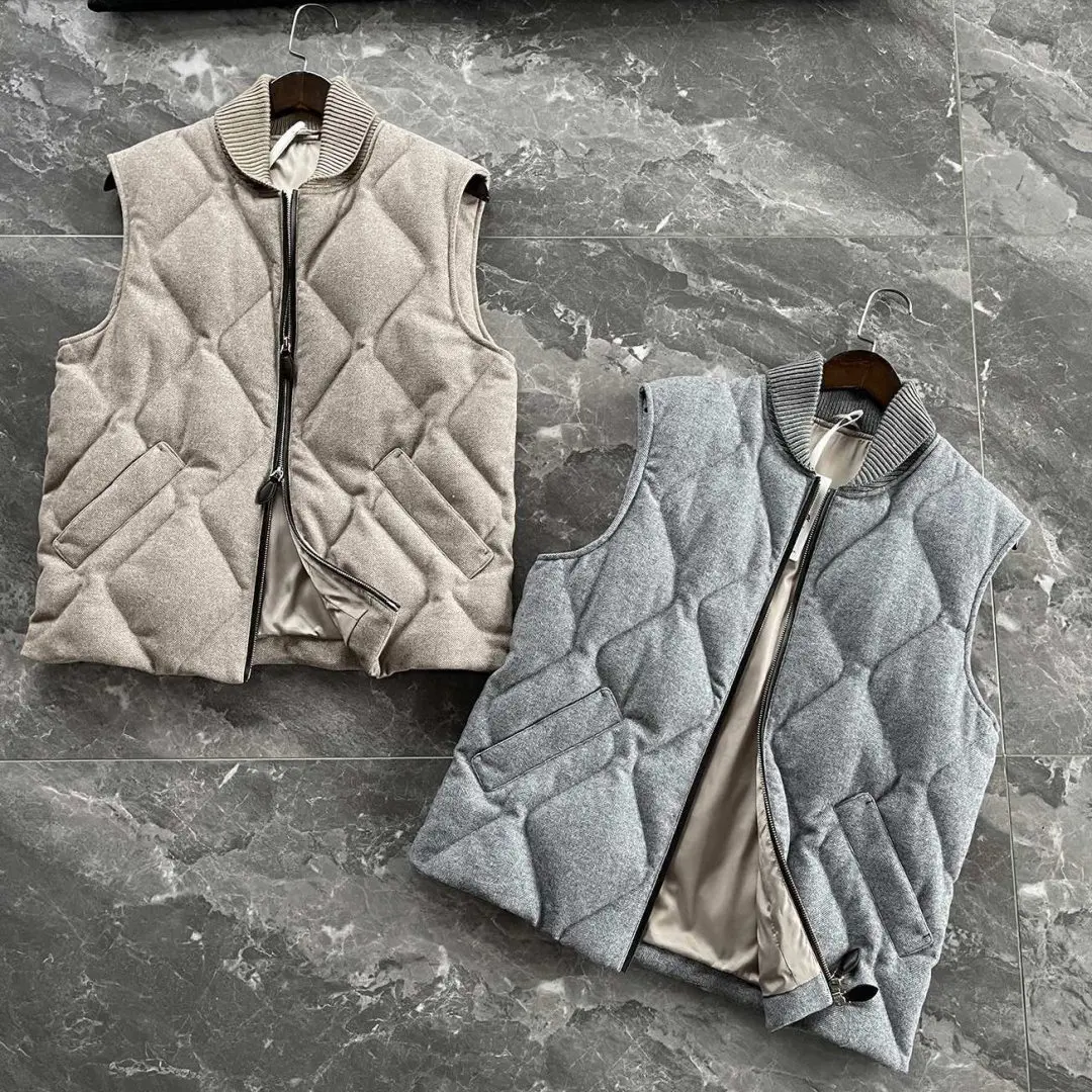 

Итальянский осенне-зимний новый теплый жилет и пуховик с воротником-стойкой в клетку «багет»