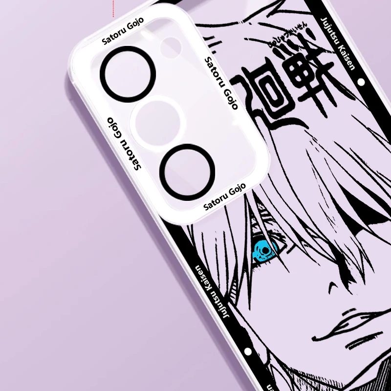 Jujutsu Kaisen Gojo Anime para Samsung Galaxy S24 S23 S22 S21 S20 Plus FE Ultra A52 A53 A54 Angel Eyes funda transparente para teléfono