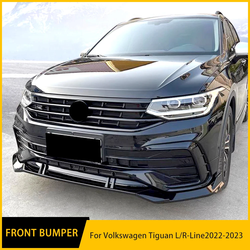 

Front Bumper Spoiler Protector Plate Lip Kit Carbon Black Car Chin Shovel For Volkswagen Tiguan L/R-Line 2022 - 2023 Accessory