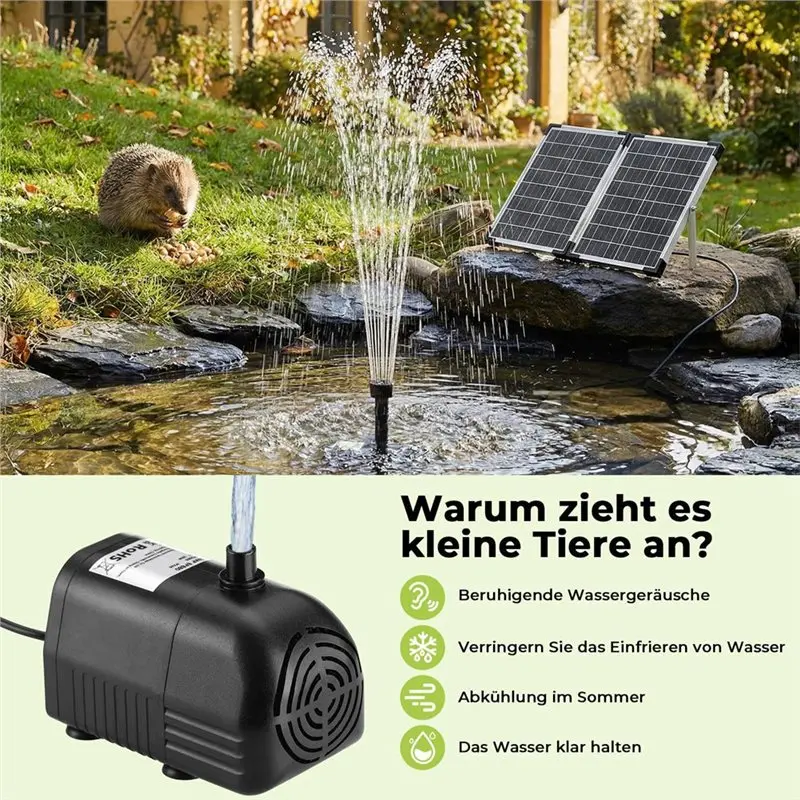 AS60-Solar Panel For Outdoor Ponds, Garden Waterfalls& DIY Water Features- 25W Solar Pond Pump With Filter Kit Foldable Design