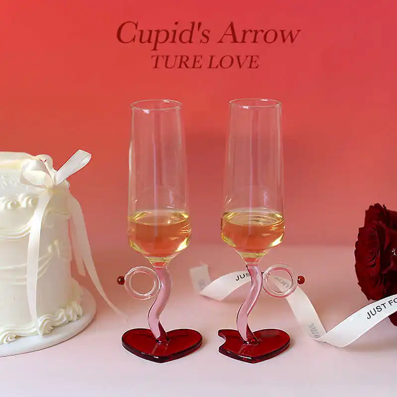 Couple Ring on Glass Champagne Goblet Love Glass Wedding Wedding Valentine's Day Gift