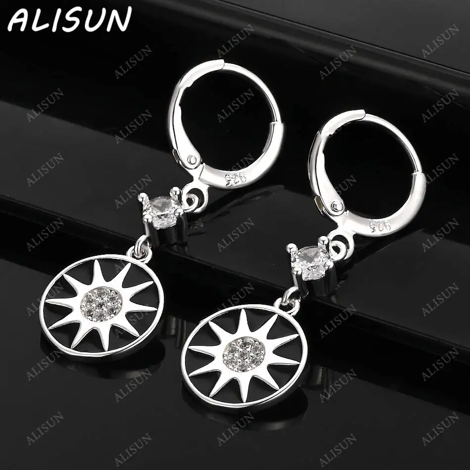 

ALISUN 925 Sterling Silver Zircon Sun Earrings Drop Earrings For Women Charm Trend Birthday Gifts Fashion Party Fine Jewelry