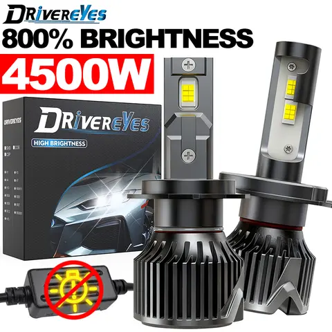 4900W K5C PLUS H7 H11 H1 H4 bombilla de faro Led 6000K LED HB3 HB4 9005 9006 9012 Kit de luz Led de doble tubo de cobre para coche 12V 2 piezas