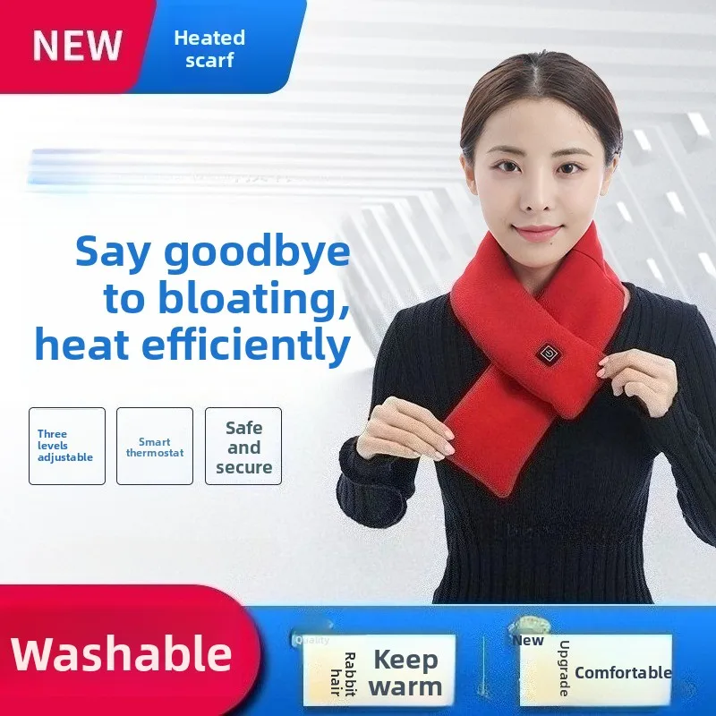 USB Women Men Heating Scarf Temperature Scarf 3 Gears Wrap Fleece Washable Bike Electric Neck Warmer Battery not included Motor