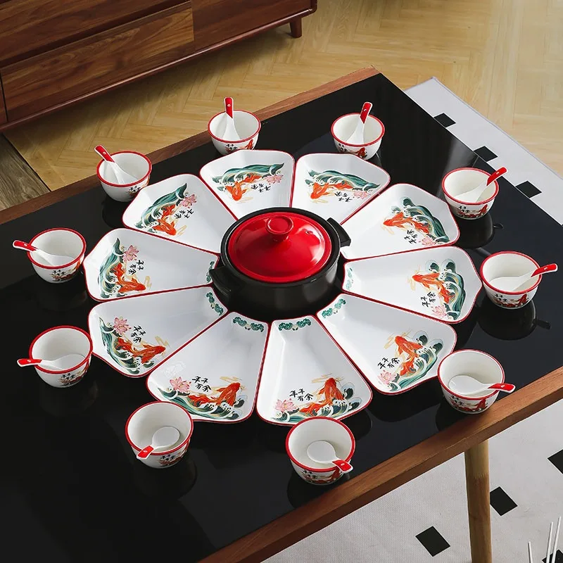 New Year's Eve Dinner Platter Tableware Combination Plate Vegetable Plate Household 2026 New Reunion Dinner Dish Set New Year's