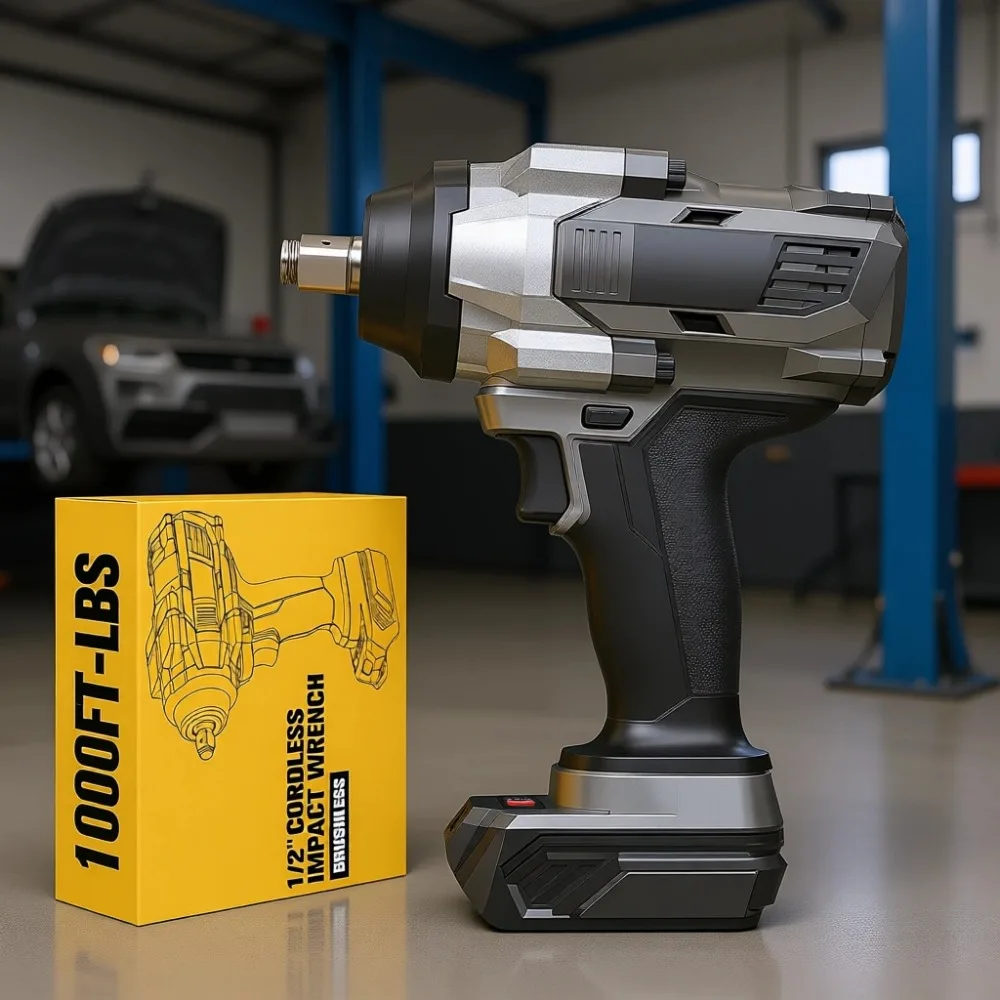 

Высокомоментный аккумуляторный ударный гайковерт 1/2 дюйма, 1000 фунт-фут, 4 режима, с LED-подсветкой, для автомобиля, грузовика, газонокосилки (без АКБ и ЗУ)