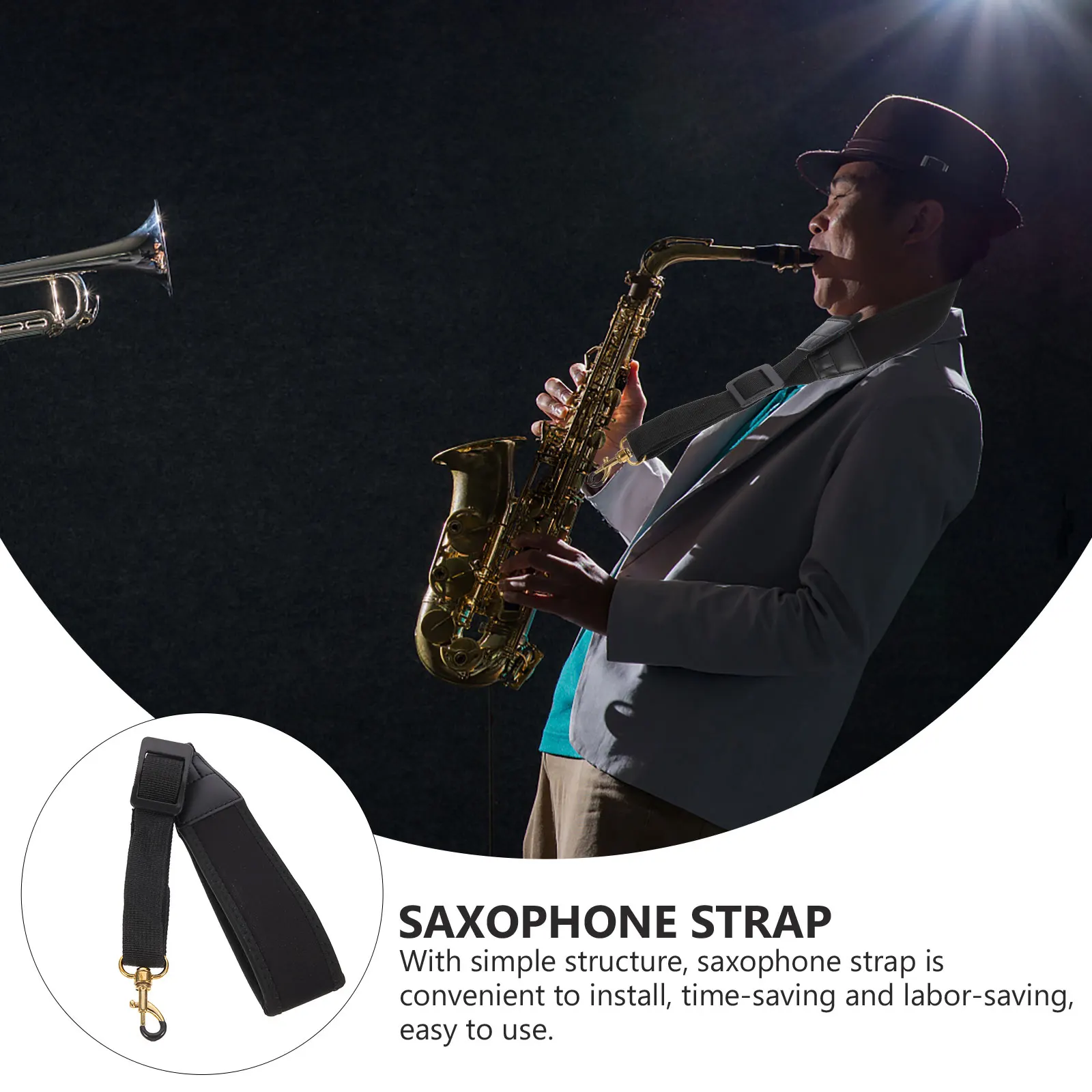 

Saxophone Strap Alto Neck for Musical Instrument Straps Adjustable Shoulder Metal Child