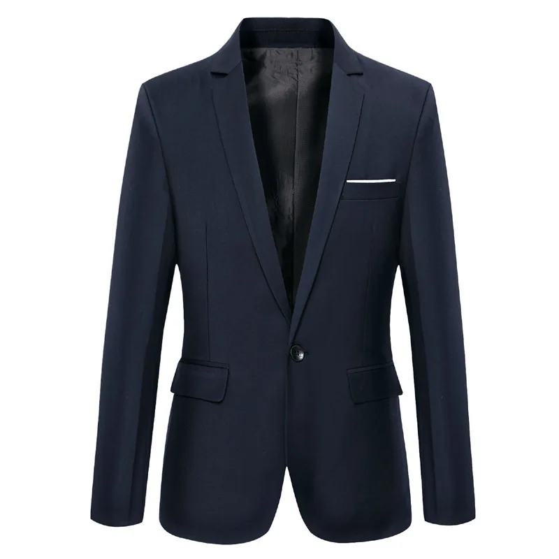 Suit Coat Men Solid Color Slim Fit Suit Jackets Handsome Blazers Dress Groom Marriage Business Leisure Suit Professional Wear