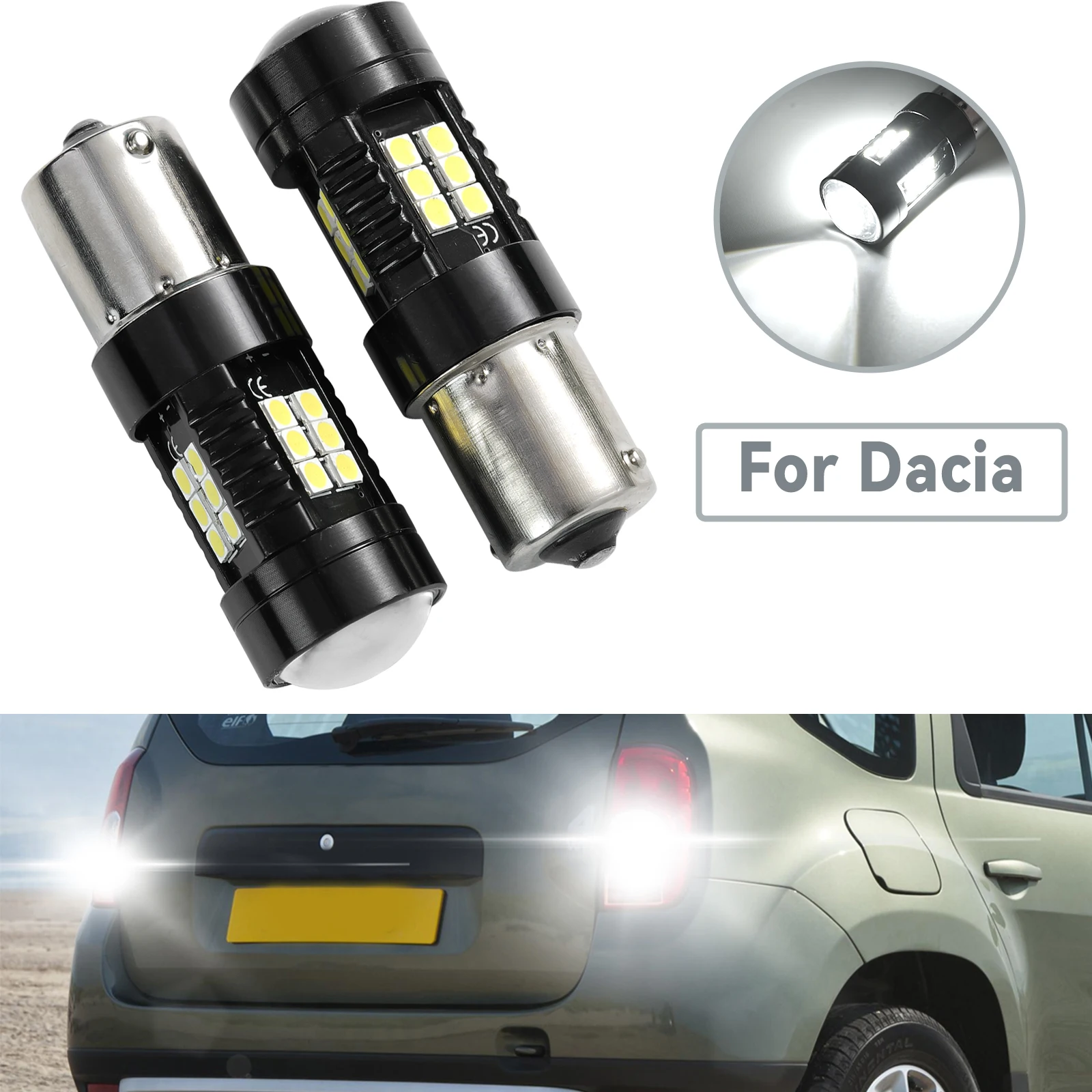 

2pcs LED Backup Light Reverse Lamp Canbus Accessories For Dacia Duster 2010 2011 2012 2013 2014 2015 2016 2017 6000K Xenon White