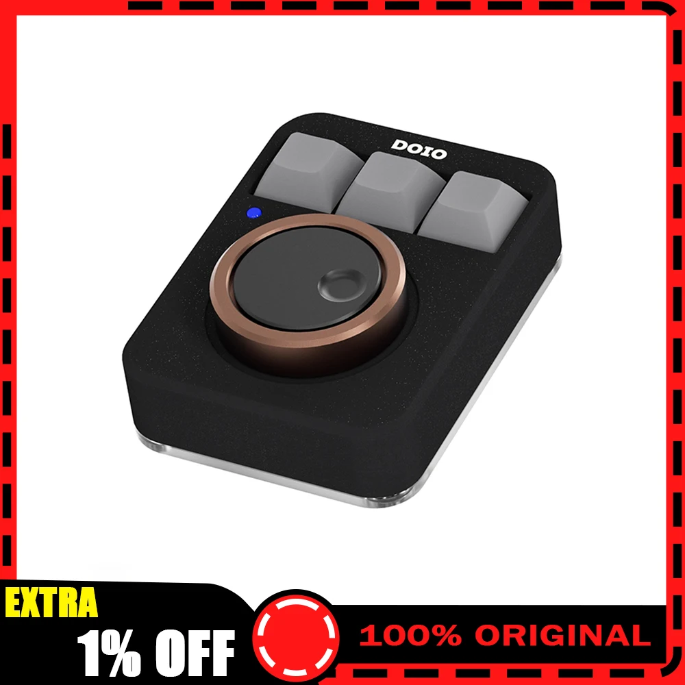 

DOIO KB03-01 Mechanical Keyboard Aluminum Alloy Double Knob RGB Custom Volume QMK VIA Mini Keyboard Keypad Gift