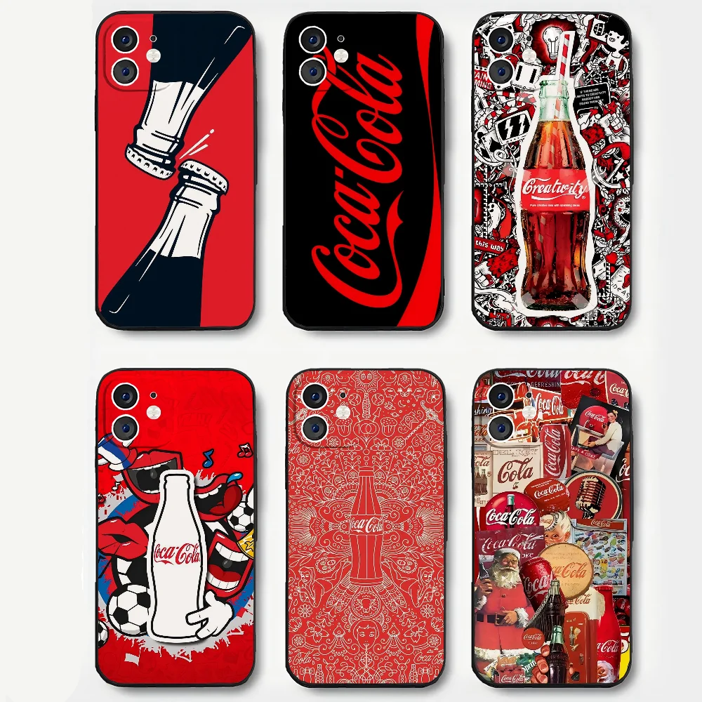 C-Coca-Fashion Cola Phone Case Silicone Soft For IPhone 16 15 14 13 12 11 Plus Pro Max Plus