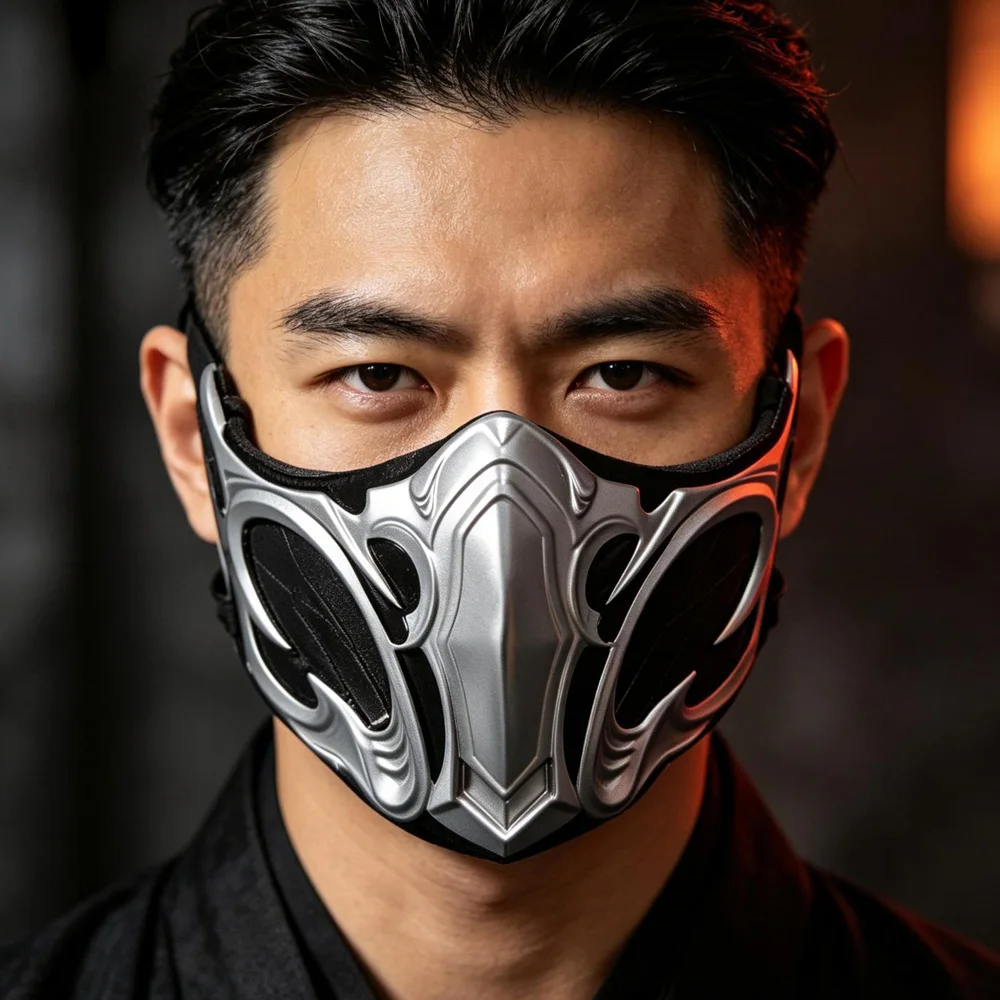 Mortal Kombat Sub-Zero Scorpion Mask Cosplay Half Face Resin Masks Halloween Carnival Dress Up Party Costume Props High Quality