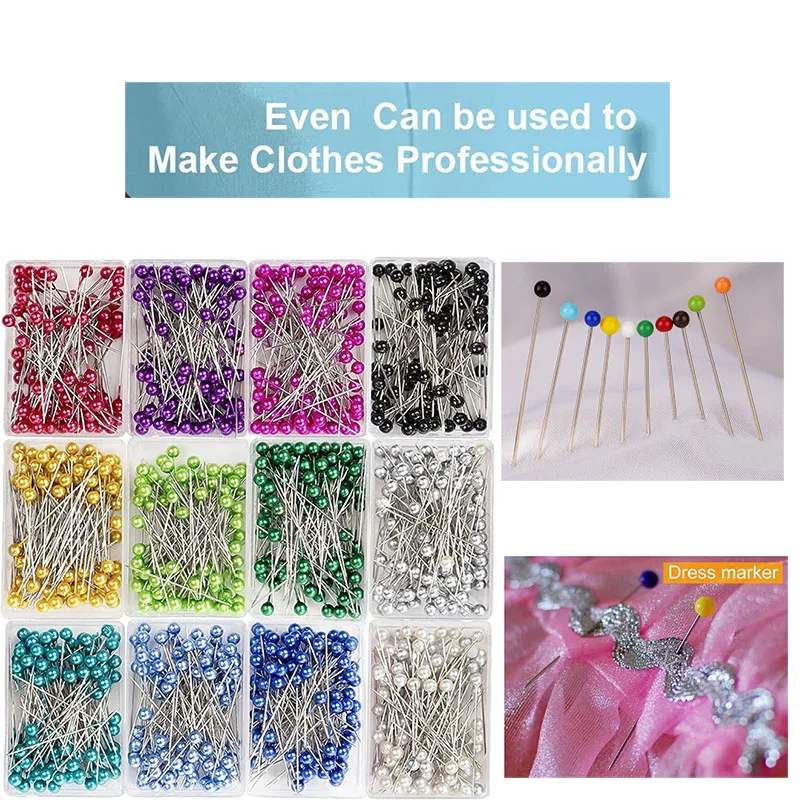 

100 PCS Fashionable Sewing Glass Ball Color Head Needle Straight Sewing Needle Fixed Safety Needle Tailor Handmade Decoration