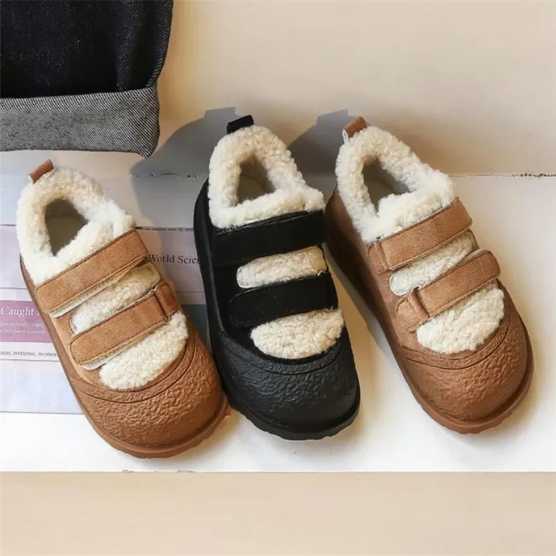 Children Cotton Shoes Winter Boys Soft Bottom Non-slip Plush Shoes fur Girls Princess Boots Baby Kids Warm Thicken Cotton Shoes