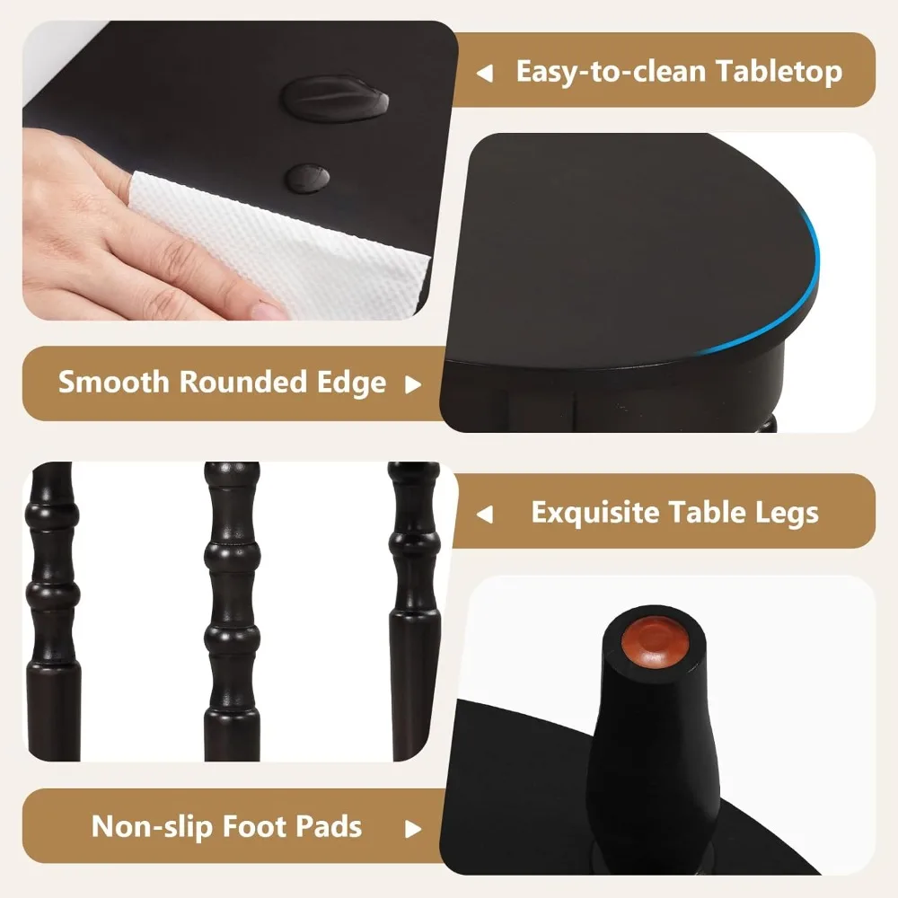 طاولة جانبية للأريكة البيضاوية الحديثة بطبقتين مع رف تخزين وأرجل خشبية صلبة وطاولة مدمجة لغرفة المعيشة ومنضدة غرفة النوم #6