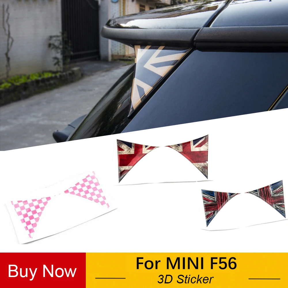 2Pcs Car Exterior Rear Back Trunk Tailfins Spoiler Wing 3D Sticker Decal Decor For MINI Cooper F56 Car DIY Styling Accessories