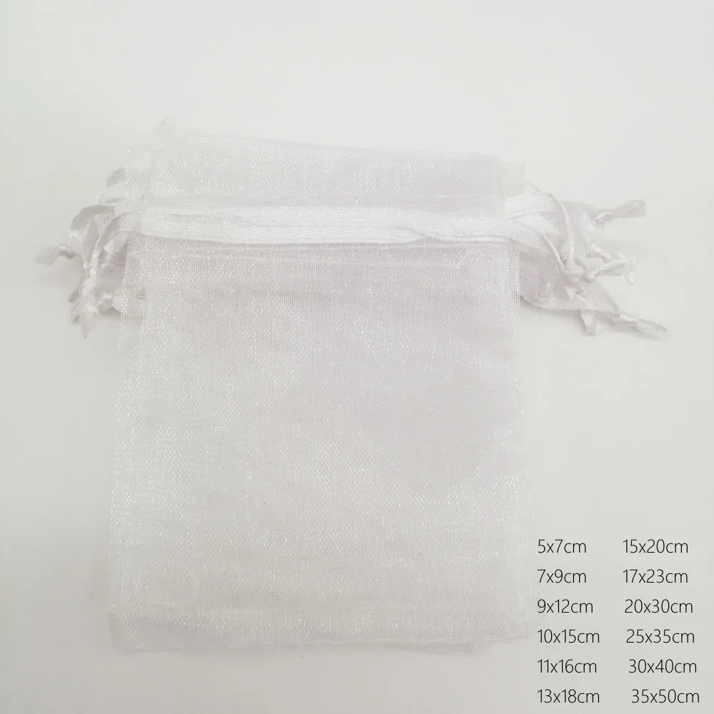 حقيبة هدايا بيضاء بالجملة الرباط حقيبة من الأورجانزا 100 قطعة حقائب هدايا الأورجانزا لحفلات الزفاف أكياس أكياس تغليف المجوهرات كيس التخزين