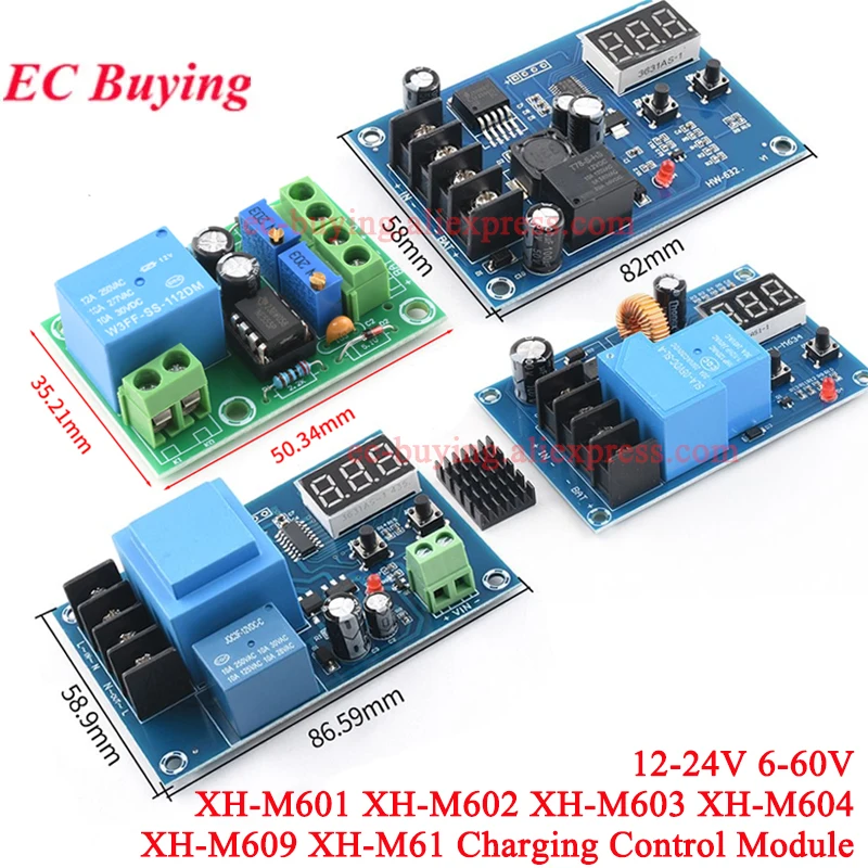 XH-M603 M604 M609 Charging Control Module Digital LED Display Storage Lithium Battery Charger Switch Protection Board 12-24V 60V