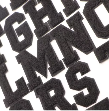 

7Cm Black Background Black Characters English Letters Embroidery Cloth Sticker Chenille Towel Embroidery Patch Sticker Clothing